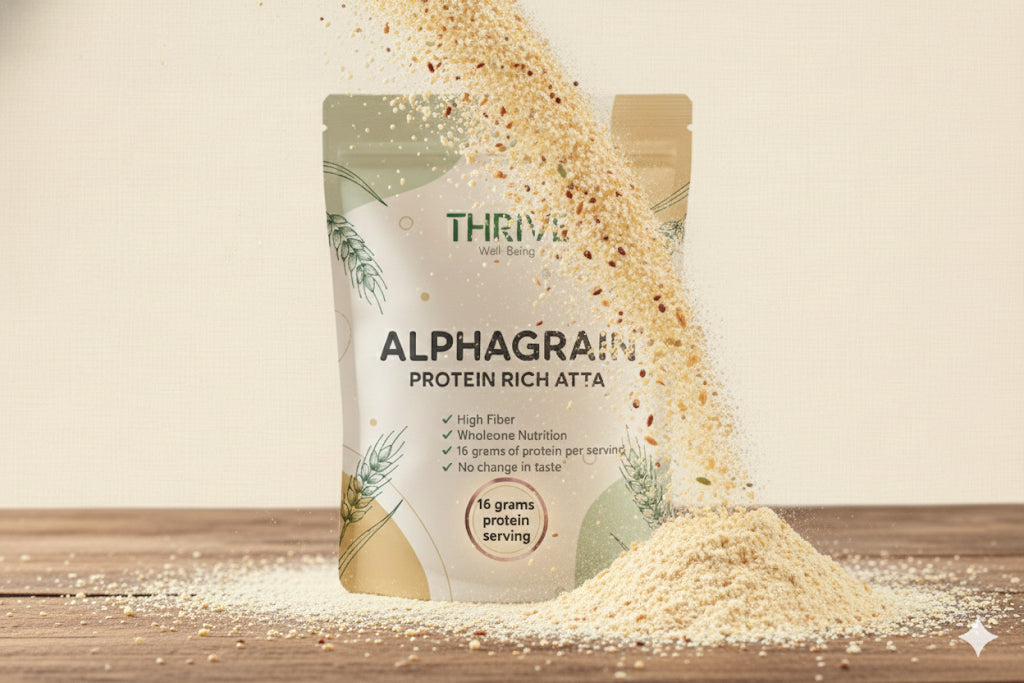 AlphaGrain-Thrive | Gut-Friendly High Protein Atta| 16g protein per serving.